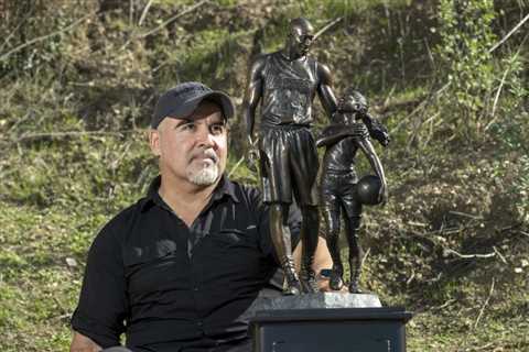 Bronze Statue of Kobe and Gigi Bryant Appeared Temporarily At Helicopter Crash Site In Calabasas