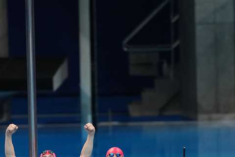 Britain won the mixed medley relay, a new event.