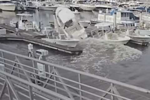 Watch: Boat Operator Loses Control and Crashes Onto a Dock at South Carolina Marina