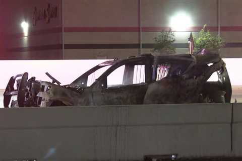 Deputy constable’s vehicle catches fire after crash;  3 injured