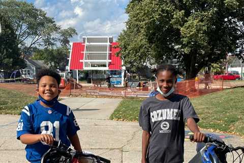 A Native American, he works year-round to get bikes to kids