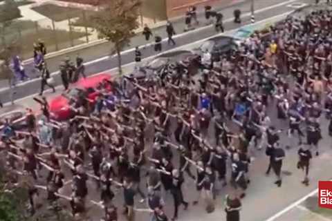 Dinamo Zagreb fans marched through the streets of Milan with outstretched arms – singing a rallying ..