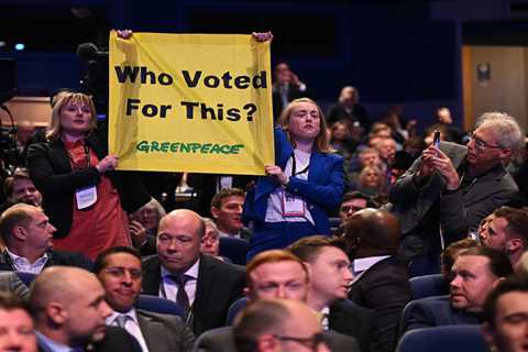 Eco activists ejected from the hall after interrupting Liz Truss’s conference speech