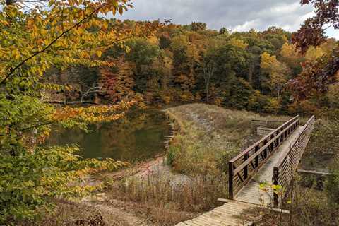 Family-friendly hiking trail in Indiana leads to a clear creek