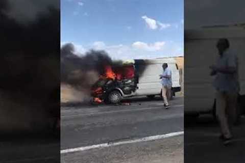 Man hilariously throws jug of water at huge car fire and achieves nothing