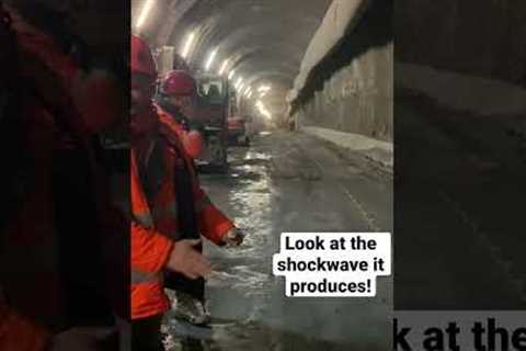 Workers set off explosions inside a tunnel! #shorts