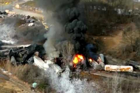 Authorities conduct “controlled release” of toxic chemicals in train derailment