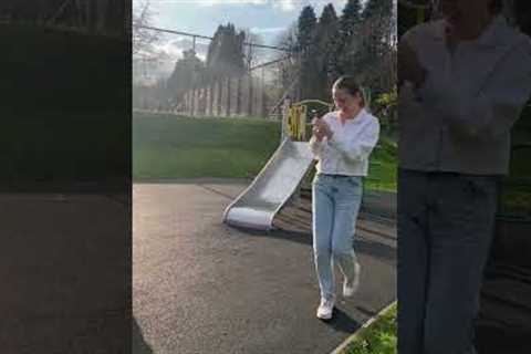 He got stuck on a children's playground rocker 😂