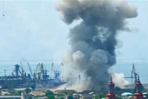 Massive explosion as ‘Brit Storm Shadow missile’ hits Russian-occupied port in latest Ukrainian..