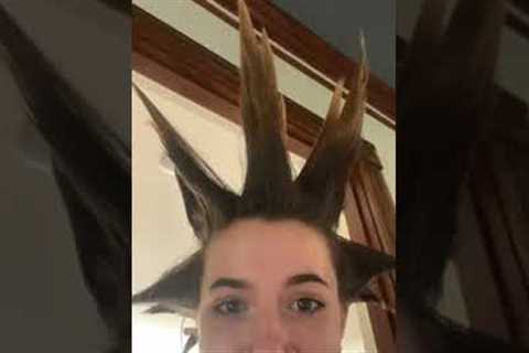 Pretzel lands onto woman's spiked hair