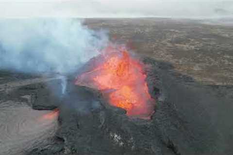 Spectacular footage of lava spurting from the newly-erupting volcano in Iceland