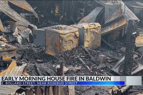 Multiple fire departments on scene of fatal Baldwin house fire