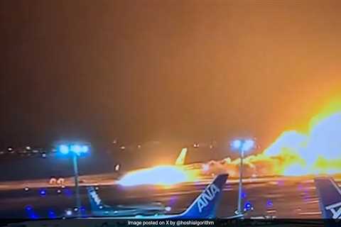 Japanese plane in flames after collision at airport, miraculous escape for 379