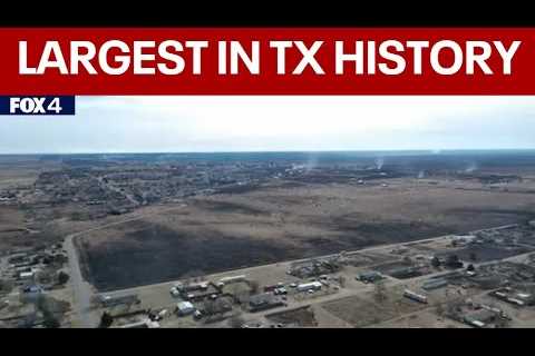 Drone video shows Texas wildfire damage