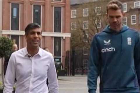 Watch: Rishi Sunak meets England pace legend James Anderson in cricket session |  World News