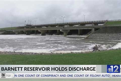 Reservoir holds water discharge after recent rain