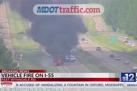 Vehicle fire blocks all lanes of I-55 South in Hinds County