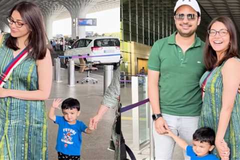 Watch: Kajal Aggarwal’s son Neil says ‘hi’ to paps at Mumbai airport