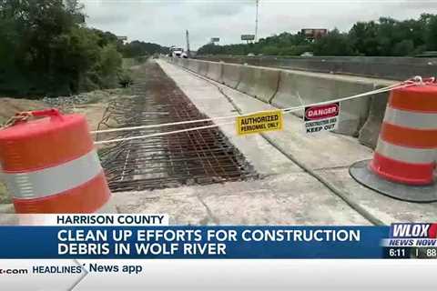 Clean-up efforts underway after dangerous debris from I-10 construction falls into Wolf River