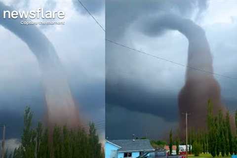 Extraordinary Landspout Tornado Footage Captured In Alberta  || Newsflare