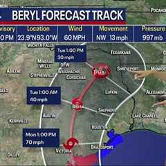 Tropical Storm Beryl: Updated track, timing for landfall