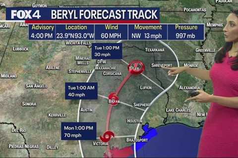 Tropical Storm Beryl: Updated track, timing for landfall