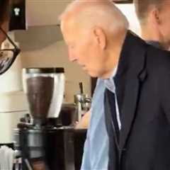 Barely Anyone Notices Feeble Biden Shuffling Around Delaware Coffee Shop (VIDEO)